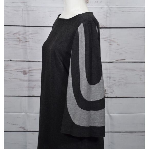 Trina Turk Women's Charcoal Gray Bell Sleeve Hijinx Mini A-Line Dress Size 6 EUC - Picture 3 of 8
